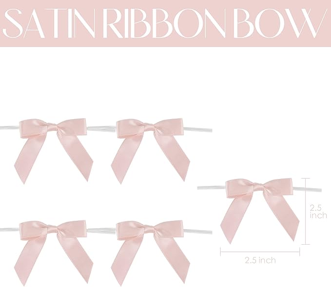 AIMUDI Small Rose Gold Bows 2.5" Pretied Satin Bows - Image 2