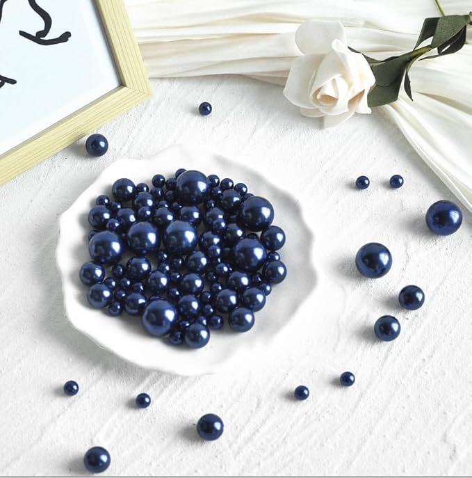 260Pcs Navy Blue Glossy Beads for Centerpiece Decor, Artifical Pearls Vase - Image 4