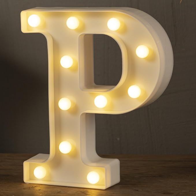HXWEIYE Light Up Letters P, LED Marquee Letters Sign 26 Alphabet and 10 Number by LightUpYourHomewHXWEIYE