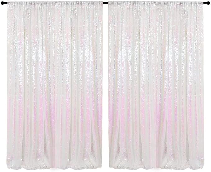 4FTx8FT Iridescent Sequin Backdrop Curtains 2 Panels Sparkly Background Drapes by HMQIANG