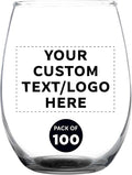 Custom Stemless Wine Glass 9 oz. Set of 100, Personalized Bulk Pack by DISCOUNTPROMOS