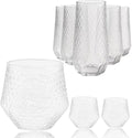 48 Pack Ribbed Origami Ripple Plastic Glasses 24 9oz Stemless Champagne Flutes by Oojami