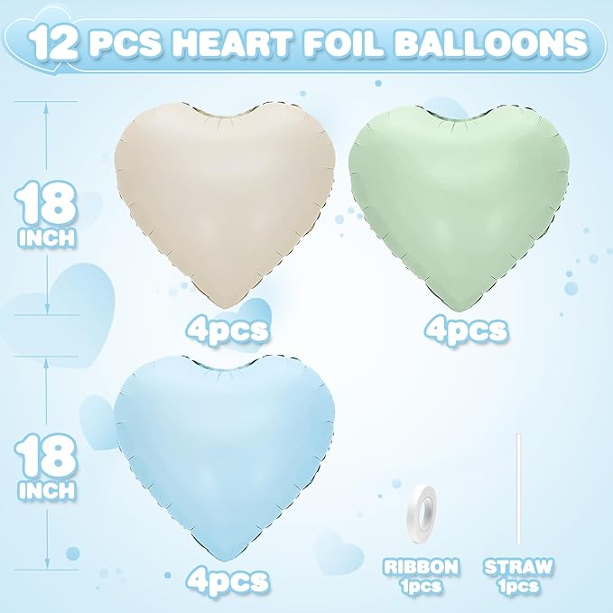 Blue Green White Heart Balloons - Image 2