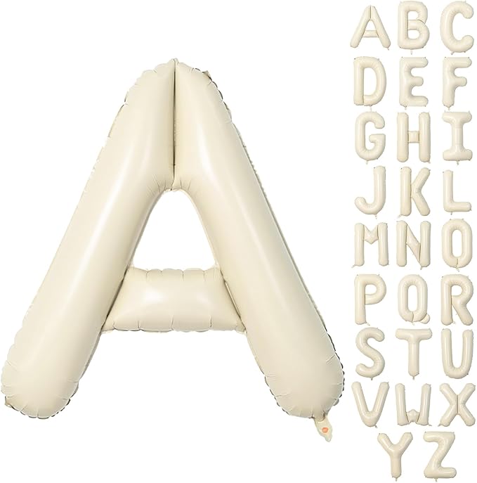 40 Inch Letter Balloons A, Big Custom A-Z Alphabet Foil Name Balloon Cream White by KAINSY