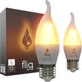 Fliq | LED Flame Light Bulb | 2 Pack | 2W | 4 Modes | Flickering Flame Bulb | by Fliq