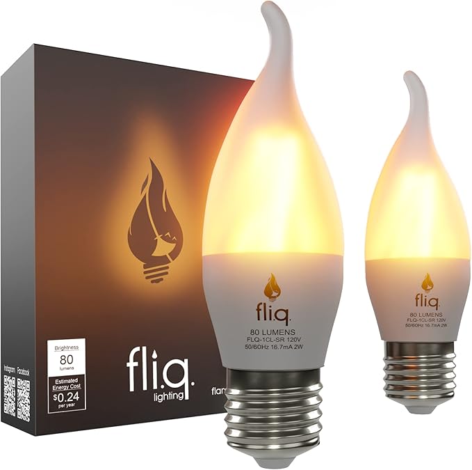 Fliq | LED Flame Light Bulb | 2 Pack | 2W | 4 Modes | Flickering Flame Bulb | by Fliq
