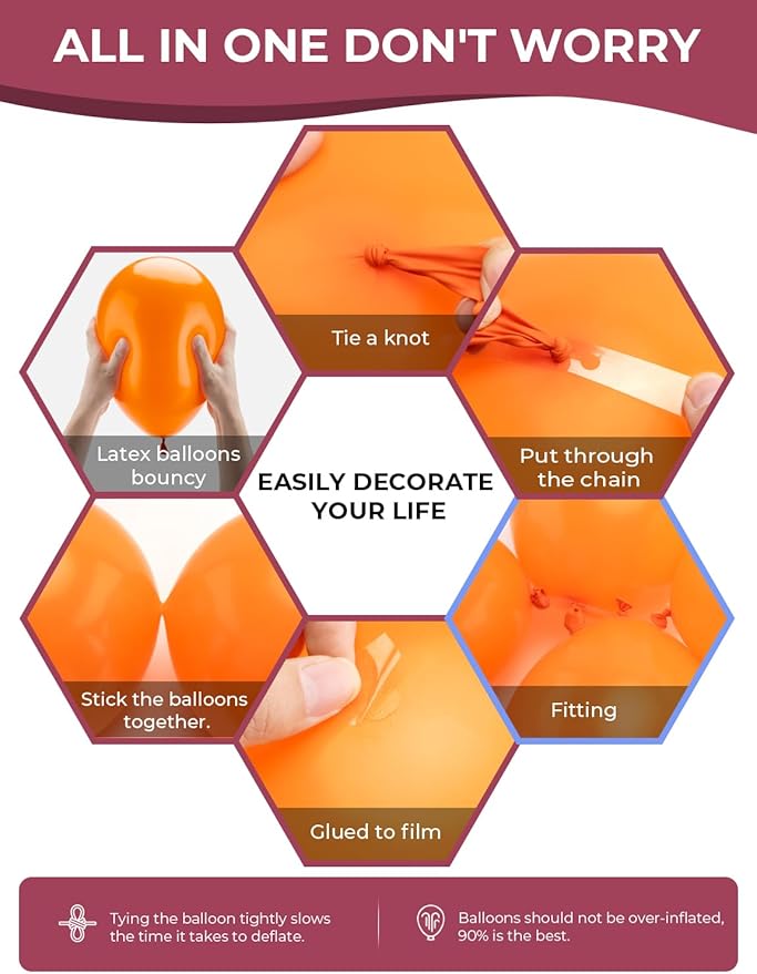 Fall Balloons, 12 Inch Thanksgiving Balloons Set Burgundy Orange Metallic Gold - Image 5