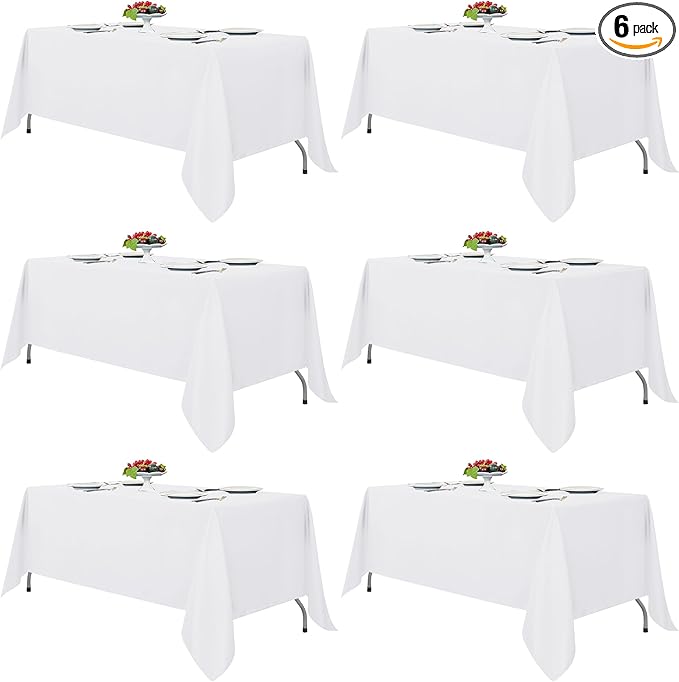 Fitable White Tablecloths for Rectangle Tables, 6 Pack by Fitable