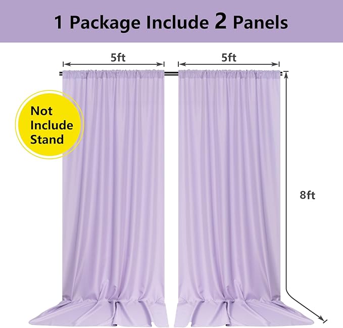 MYSKY HOME 10ft x 8ft Light Purple Curtains - Image 2