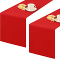 2 Pack Red Table Runner 12 x 72 Inch Solid Color Farmhouse Runners Coffee Table by mylacerhome