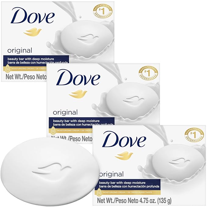 Dove Soap, Original Beauty Bar 3-Pack – 3-in-1 Moisturizing Face, Body & Hand by Dove