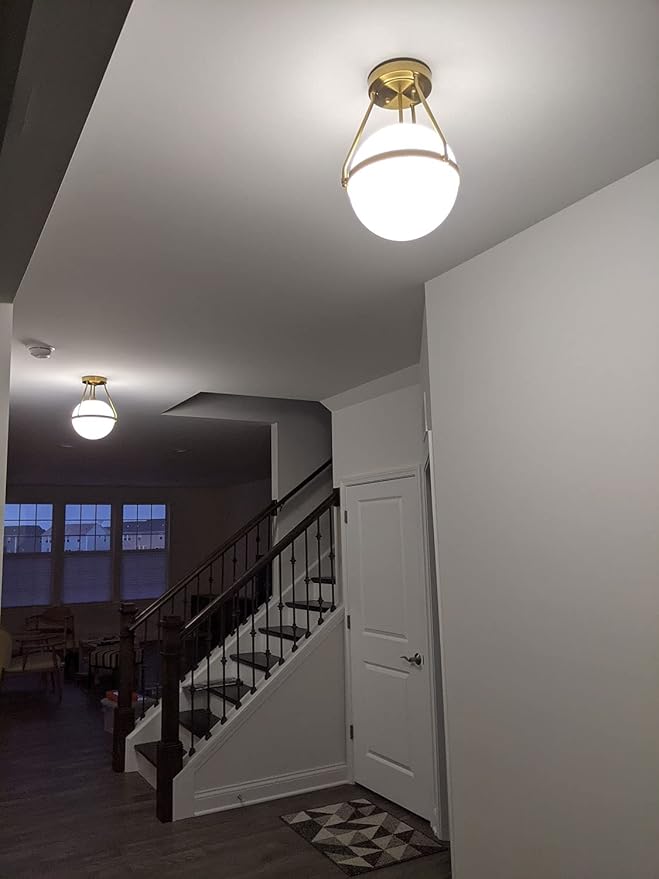 HOLKIRT Mid Century Modern Globe Semi Flush Mount Ceiling Light Fixture - Image 9