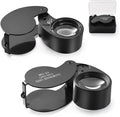 2 Pieces 40X Magnifying Glass, Jewelers Loupe Pocket Folding Magnifier by Amoper