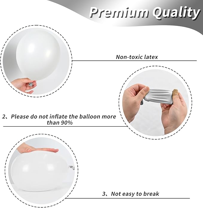 White Balloons, 12 Inch Pearl White Balloons - Image 3