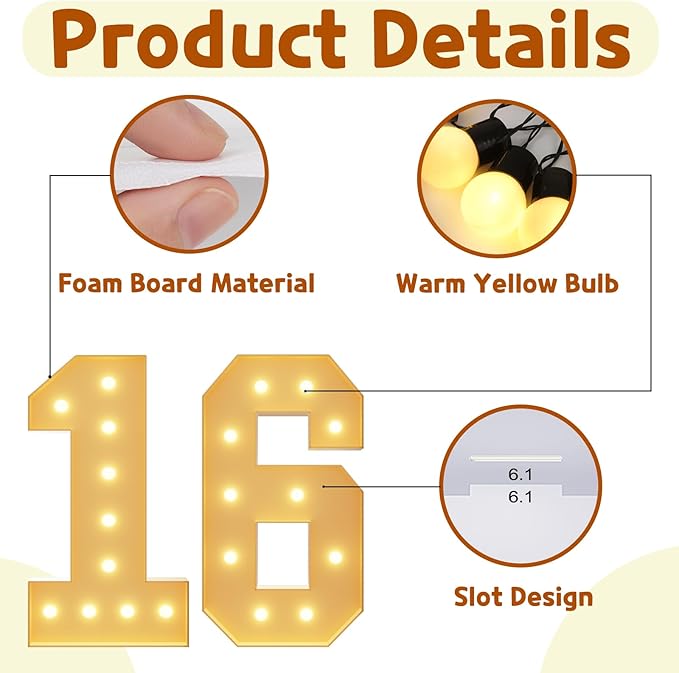imprsv 4FT Marquee Numbers 16th Birthday Decorations - Image 4