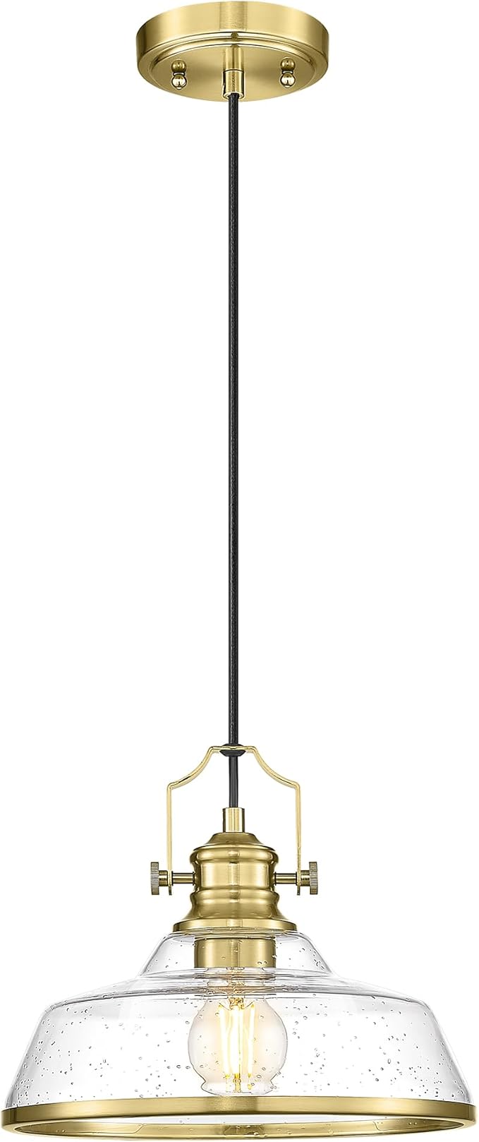 kudos Gold Pendant Lights Kitchen Island, Farmhouse Gold Seeded Glass Pendant - Image 8