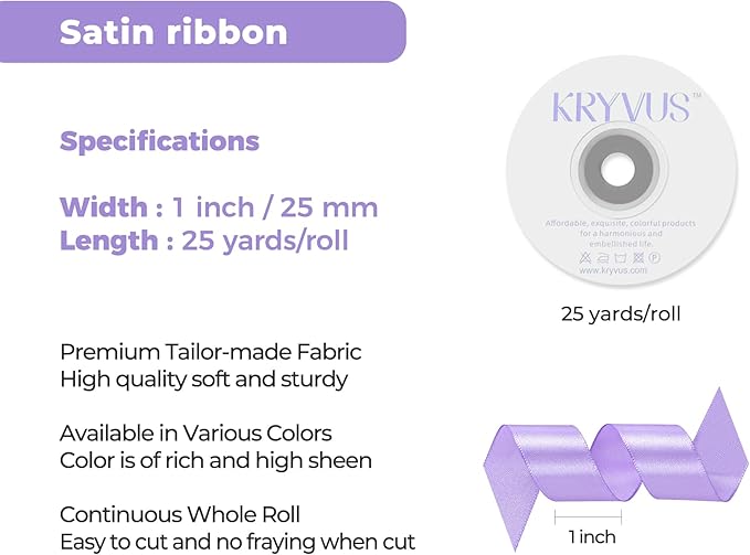 Light Purple Satin Ribbon 1 inch X Continuous 25 Yards, Single Face Polyester - Image 3