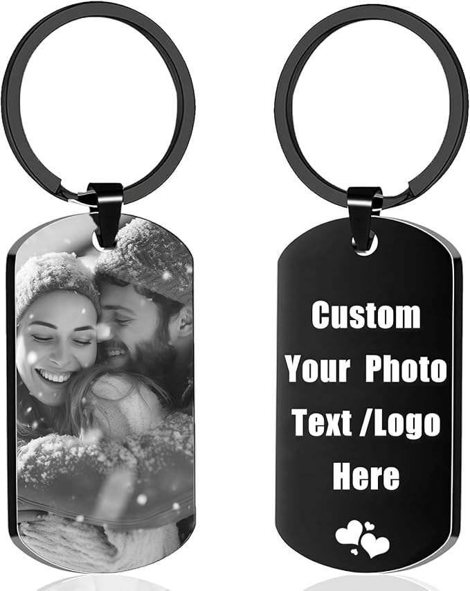Custom Keychain with Picture, Personalized Keychain with Engraving Photo/Text by XINYIMAI