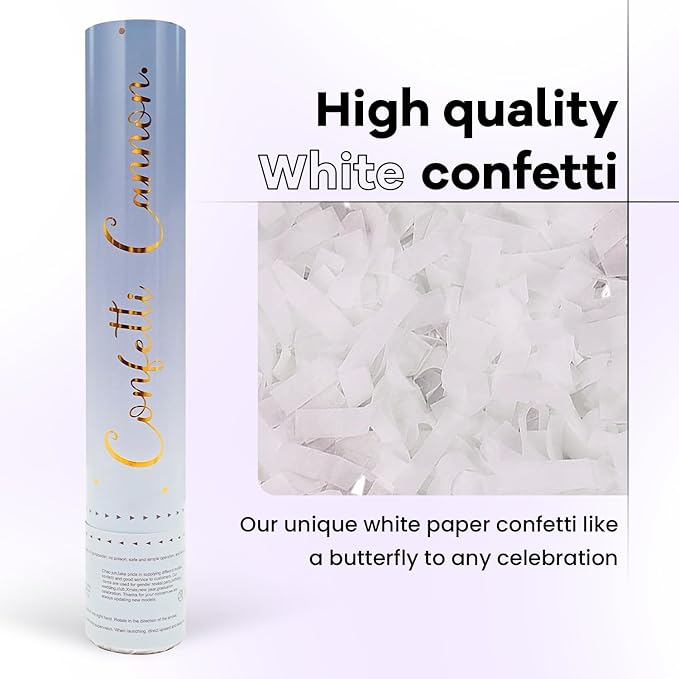 Confetti Poppers White Confetti Cannon 12 Pack Party Poppers - Image 3