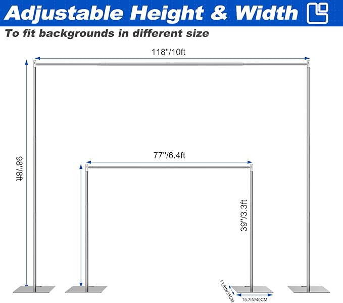 Pipe and Drape Backdrop Stand 8ftx10ft Adjustable Background Support System - Image 4