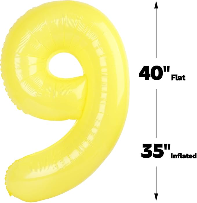 Number Balloon 9 Yellow Macaron - Image 2
