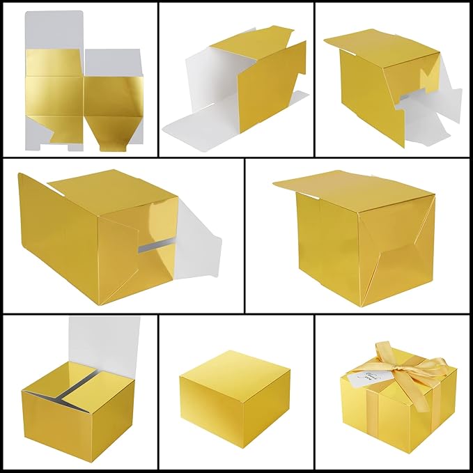 COTOPHER Small Gift Boxes 10 Pack 6x6x4 inches Gold Gift Boxes - Image 6
