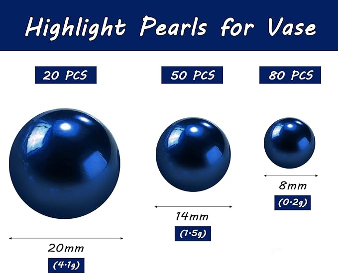 150Pcs Navy Blue Polished No Hole Faux Pearl Beads - Image 3