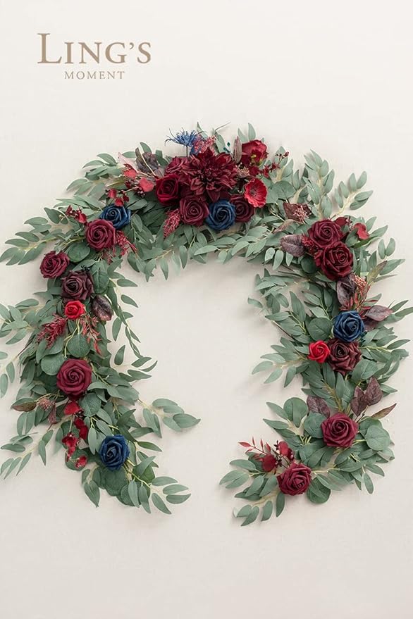 Ling's Moment Flower Garland - 6FT Eucalyptus & Rose - Sweetheart Table Decor - Image 4