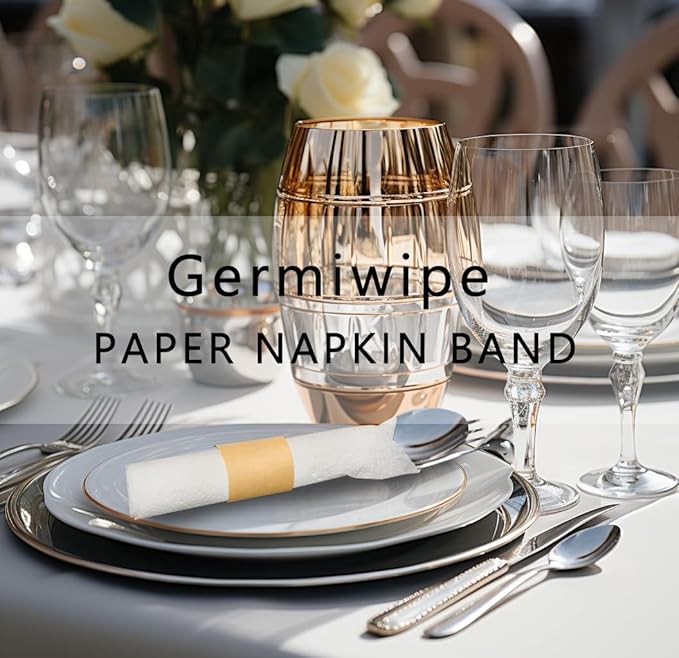 Germiwipe Paper Napkin Band Box of 500, Napkin Rings Self Adhesive - Image 6