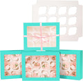 12 Cupcake Containers 10-Packs Cupcake Box Cupcakes Carrier, Mint Blue 12 by Bakepacker