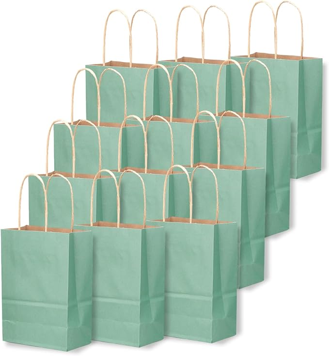 qiqee 24 Pcs Light Blue Mini Paper Gift Bags - Image 3