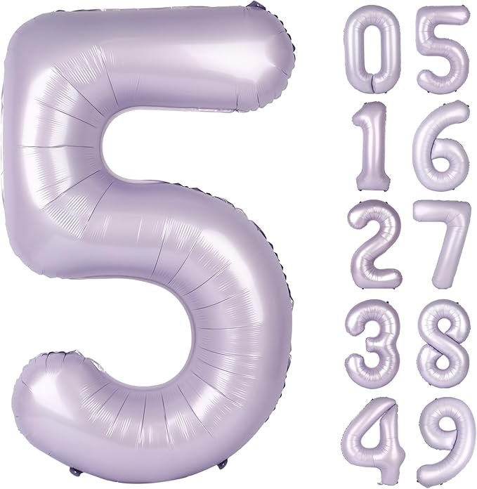 Lilac 40 Inch Large Number 5 Birthday Balloon, Five 5th 15 25 35 50 55 Birthday by Upgesy