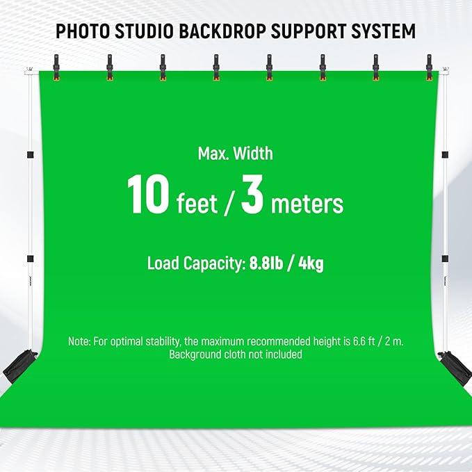 Neewer Photo Studio Backdrop Support System, 10ft/3m Wide 6.6ft/2m High - Image 3