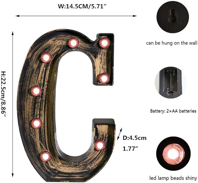 OYCBUZO Golden Black Led Marquee Letter - Image 5