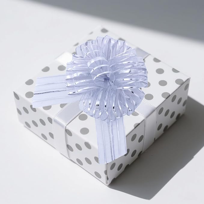 6 Pcs 6 Inch Large Organza Pull Bow Ribbon – Elegant Gift Bows - Image 5