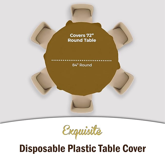 12-Pack Premium Plastic Tablecloth 84in. Round Table Cover - Image 4