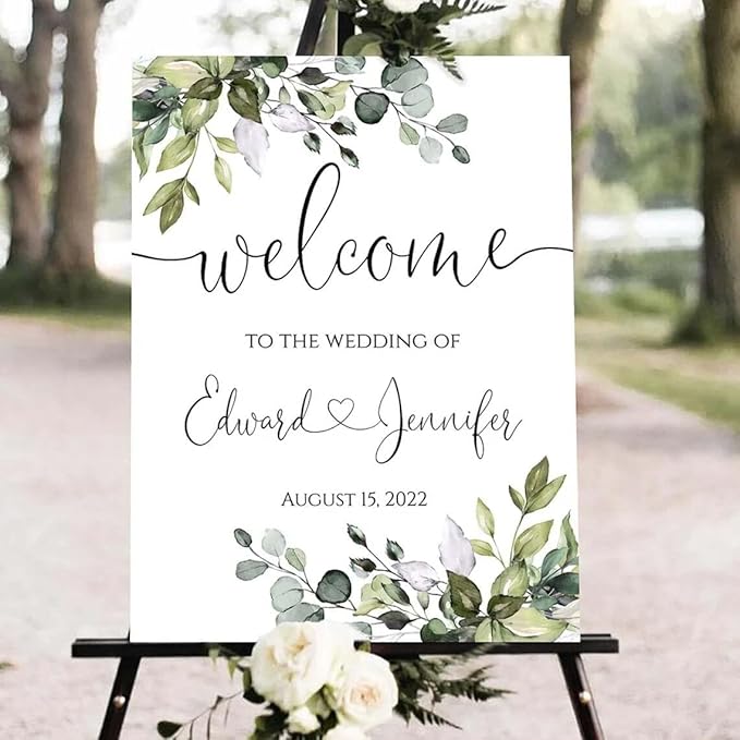 Greenery Wedding Welcome Sign, Eucalyptus Wedding Sign, Botanical Welcome by SZ-HaNoi
