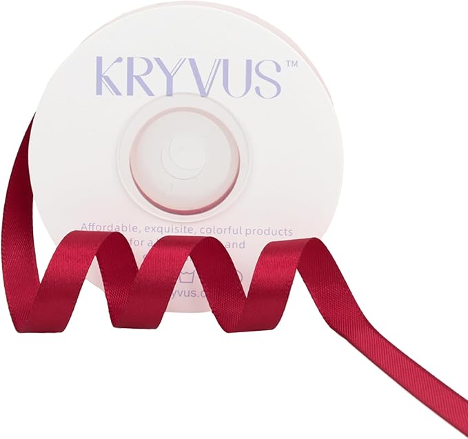 Scarlet Red Satin Ribbon 3/8 inch X Continuous 25 Yards, Single Face Polyester by Kryvusribbon