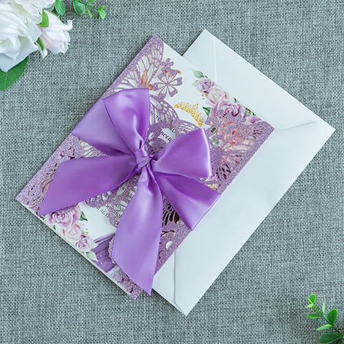 20 PCS 5.12x7.2 Butterfly Personalized Quinceanera Invitation, Customized XV - Image 6