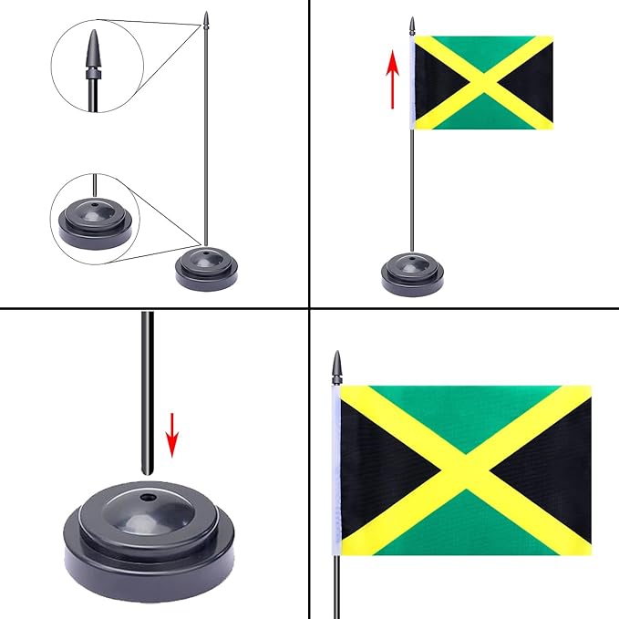 WXTWK 2 Pack Jamaica Flag Jamaica Deluxe Desk Flag Set - Image 4