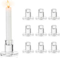NUPTIO Glass Candle Stick Holder: Set of 10 Clear Small Taper Candlestick by Nuptio