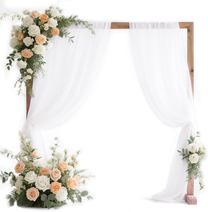 VOK White Wedding Arch Draping Fabric Chiffon Fabric, 29in x 18Ft 2 Panels by VOK