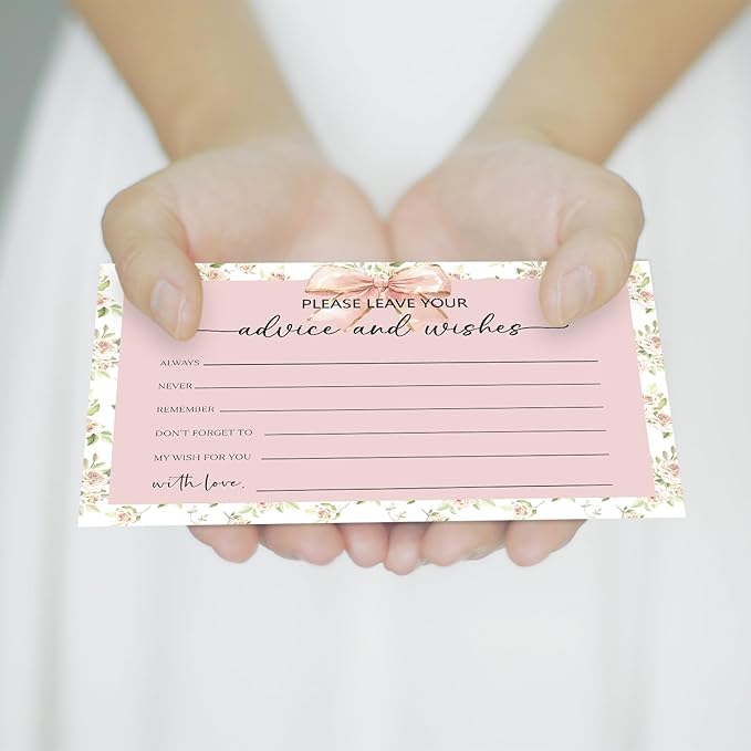 Pink Bow Advice and Wishes Card, Flower Advice Cards - Image 5
