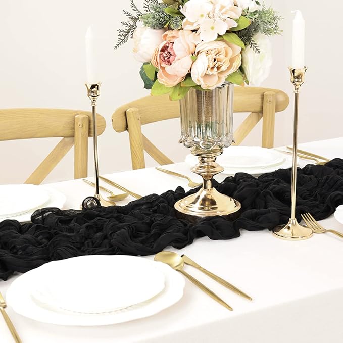 Black Table Runner Cheesecloth Table Runner 10FT Farmhouse Table Runners 120 - Image 6
