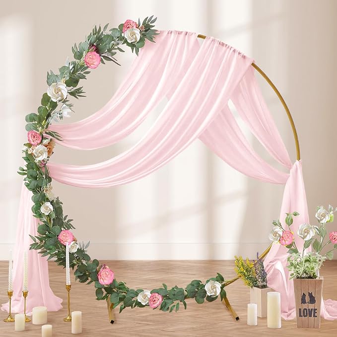 Pink Wedding Arch Draping Fabric 2 Panels 29" x 20 FT Blush Drapes - Image 3