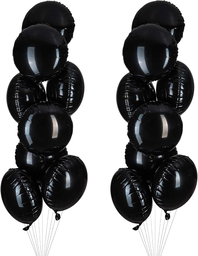 Black Foil Balloon Round Shaped Mylar Helium Balloons Graduation Party Balloons by Adeer
