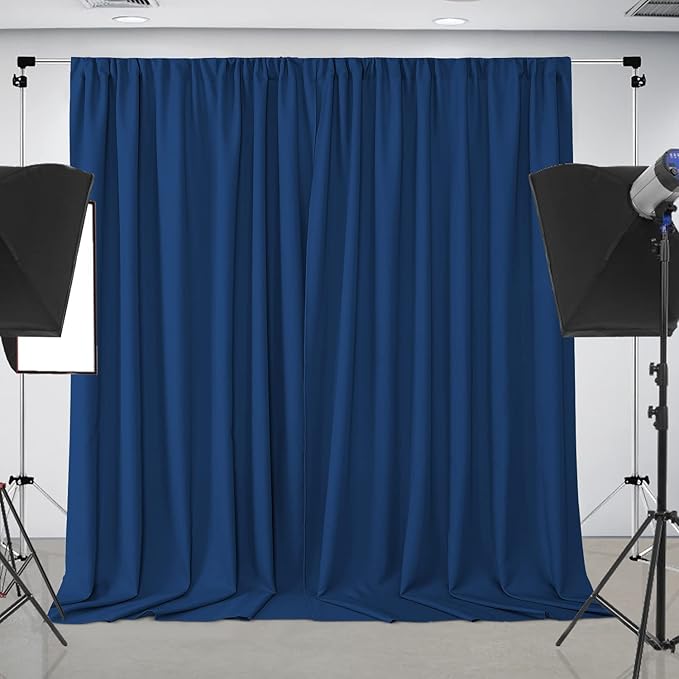 Joydeco Blue Backdrop Curtains for Wedding, Polyester Backdrop Drapes for Photo - Image 4