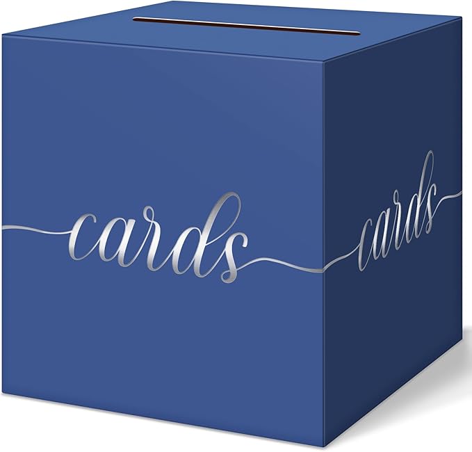 QIKSION Navy Blue Graduation Card Box, Wedding Reception, Baby Shower by QIKSION