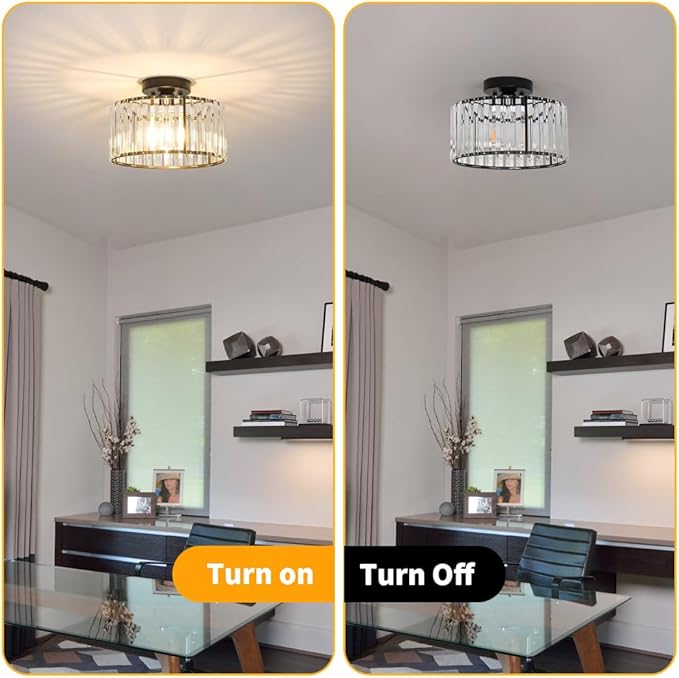 Crystal Ceiling Light Fixture, Modern Semi Flush Mount Ceiling Light, Crystal - Image 5