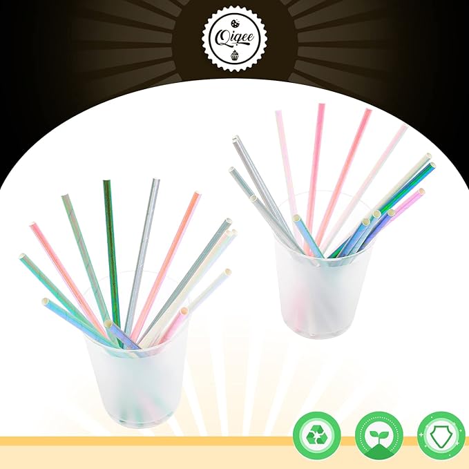 150pcs Iridescent Paper Straws for Drinking Disposable Sraws Disposable Straws - Image 3